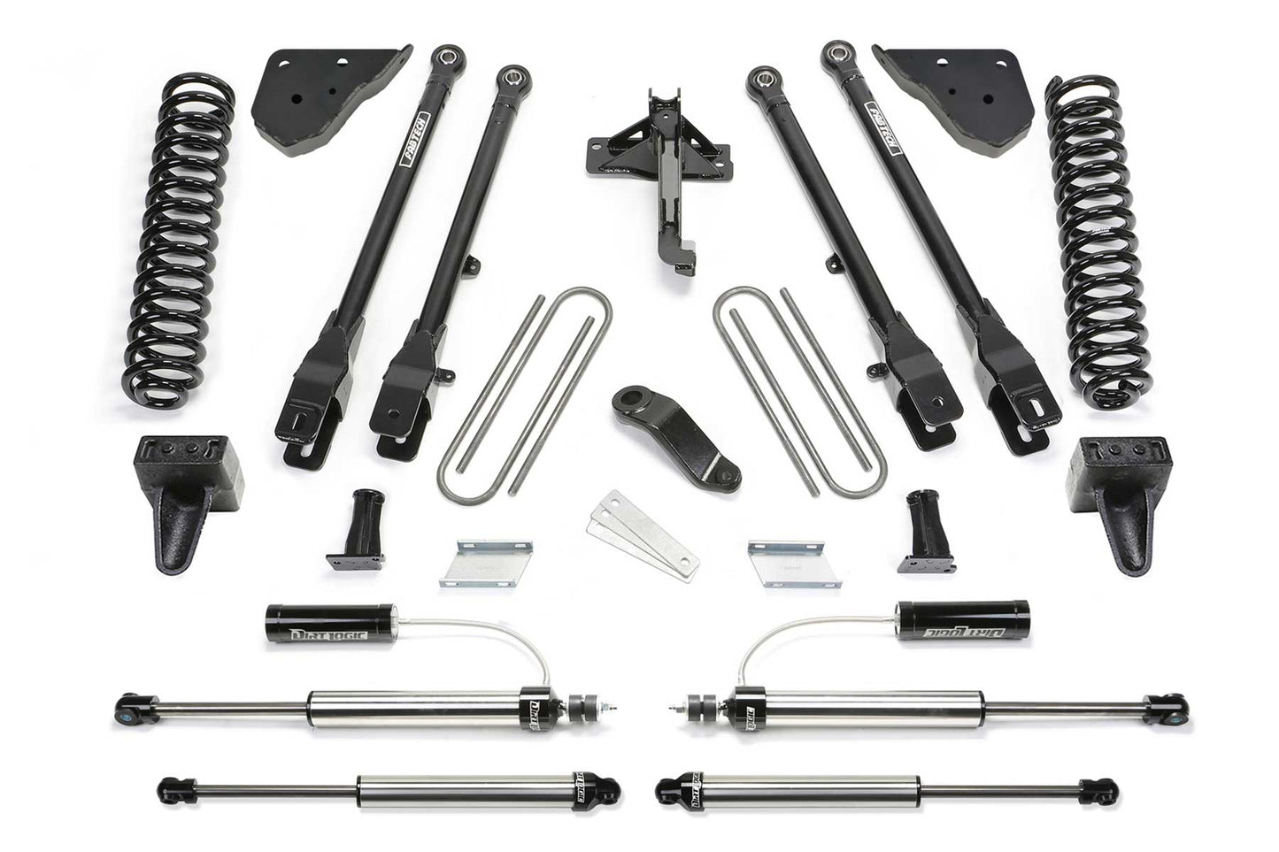 Fabtech 2023 - 2024 F250/ F350 4″ 4 LINK LIFT KIT – FRONT DIRT LOGIC 2.25 RESI SHOCKS & REAR DIRT LOGIC 2.25 SHOCKS