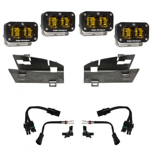 Baja Designs Dodge/Ram Dual S2 SAE Fog Pocket Light Kit - Ram 2019-23 1500 Rebel 2021-23 1500 TRX AMBER